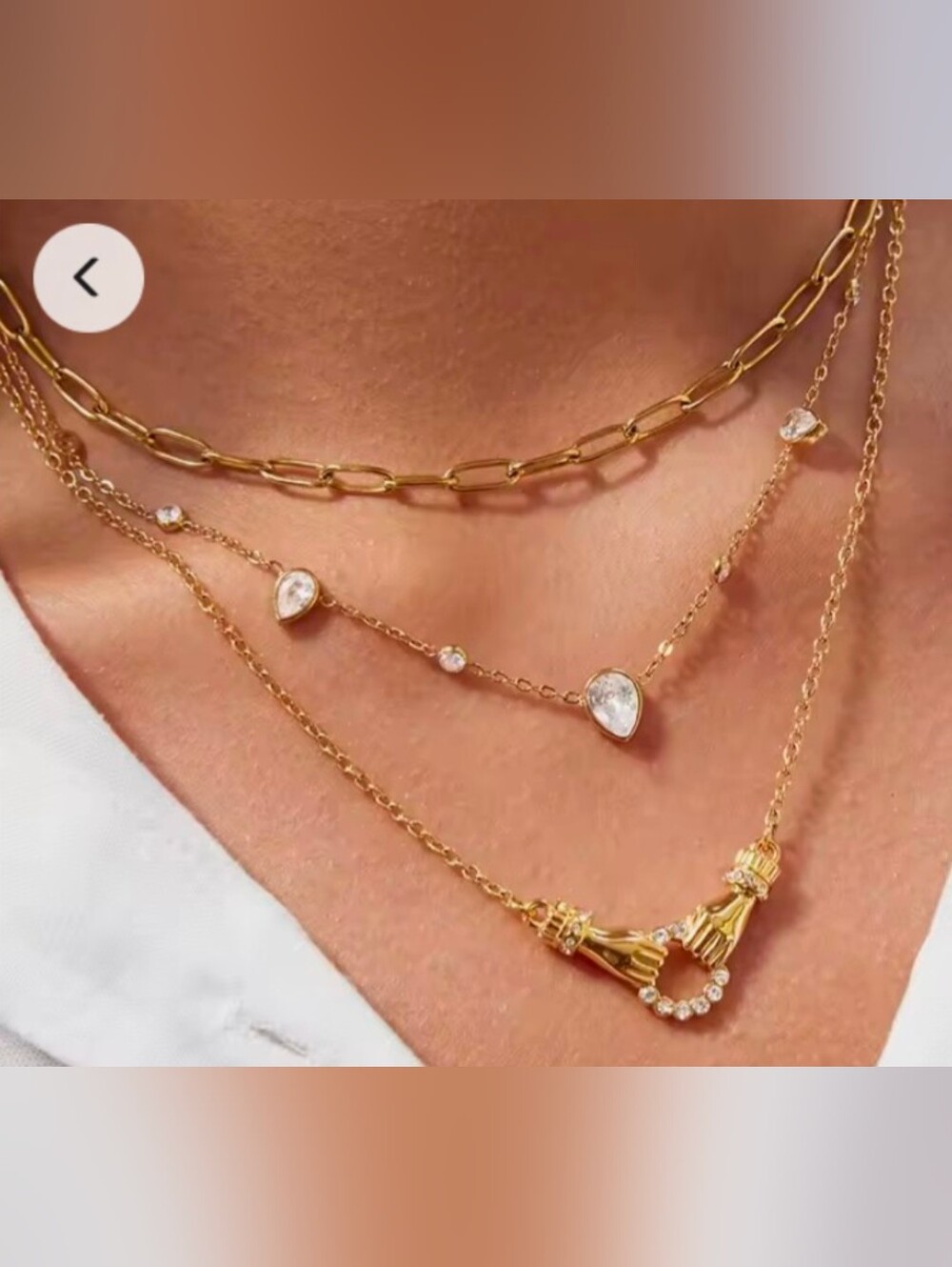 Gold Teardrop CZ Station Necklace - Unbranded - Picture 5 of 5